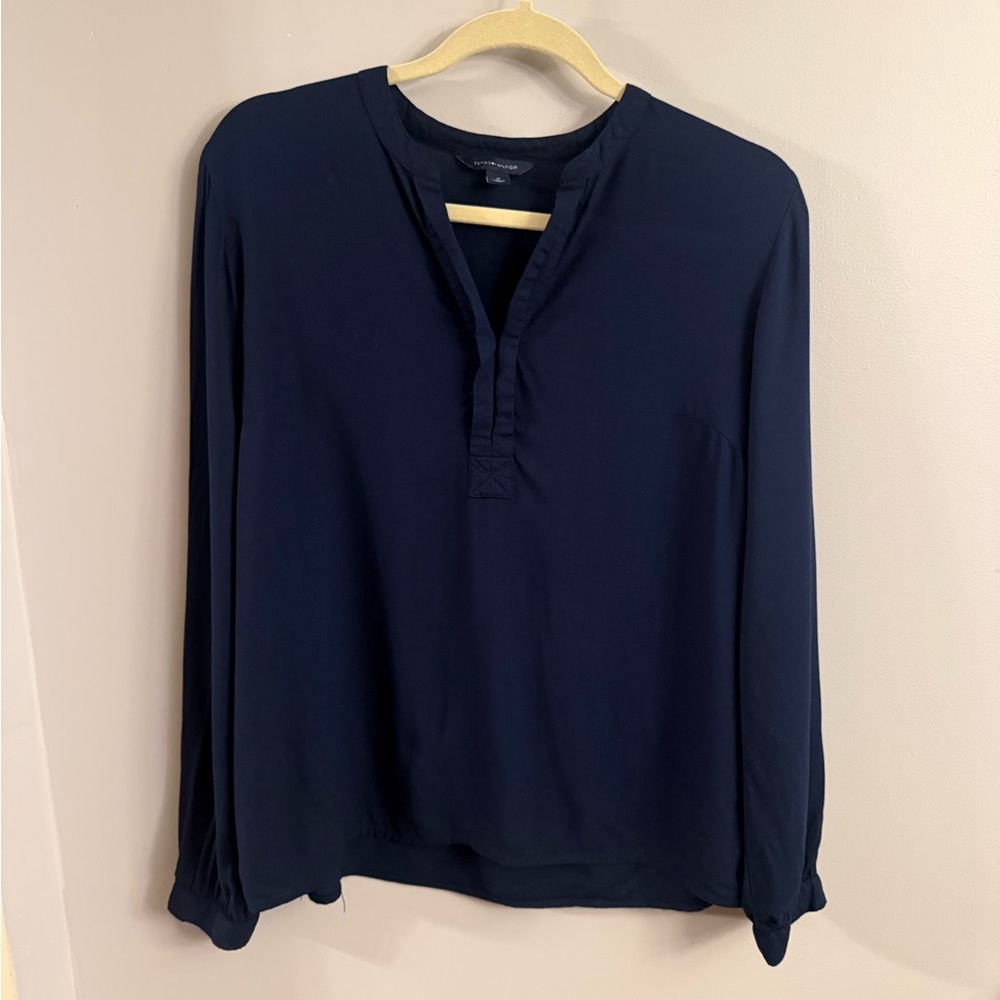 Tommy Hilfiger Navy Blue Long Sleeve Blouse Size M